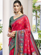 Shree Shyam Fashion Pochampalli Silk Red Saree - Distacart