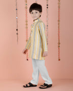 Joban Fashion Kids Island Cotton Full Sleeves Striped Kurta and Pyjama- Yellow - Distacart