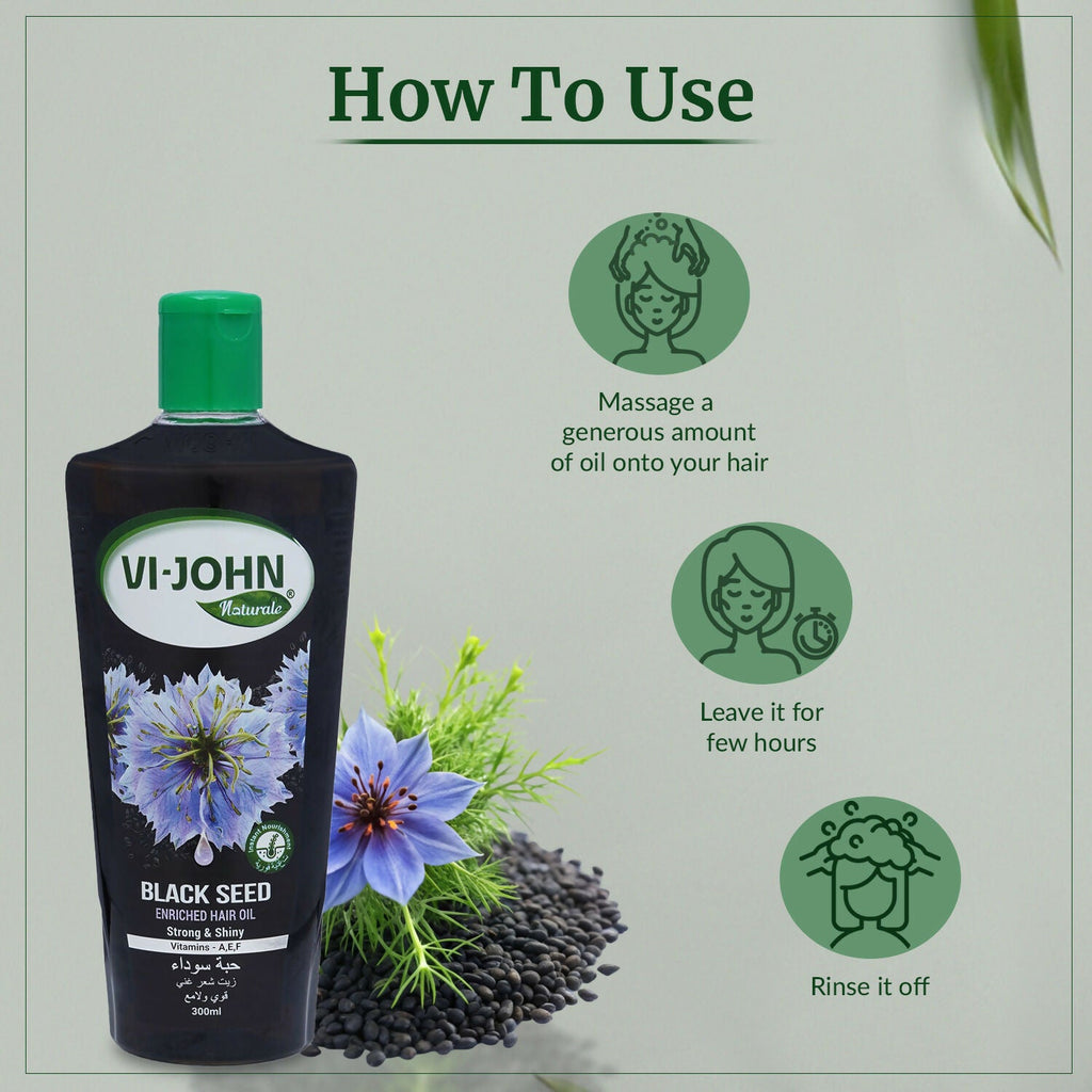 VI-JOHN Naturale Black Seed Enriched Hair Oil Strong & Shiny with Vitamin A.E & F