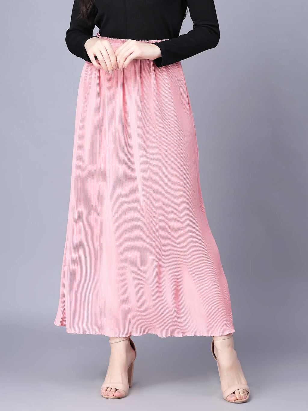 Myshka Chiffon Solid Pink Women Skirt - Distacart