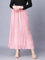 Myshka Chiffon Solid Pink Women Skirt - Distacart