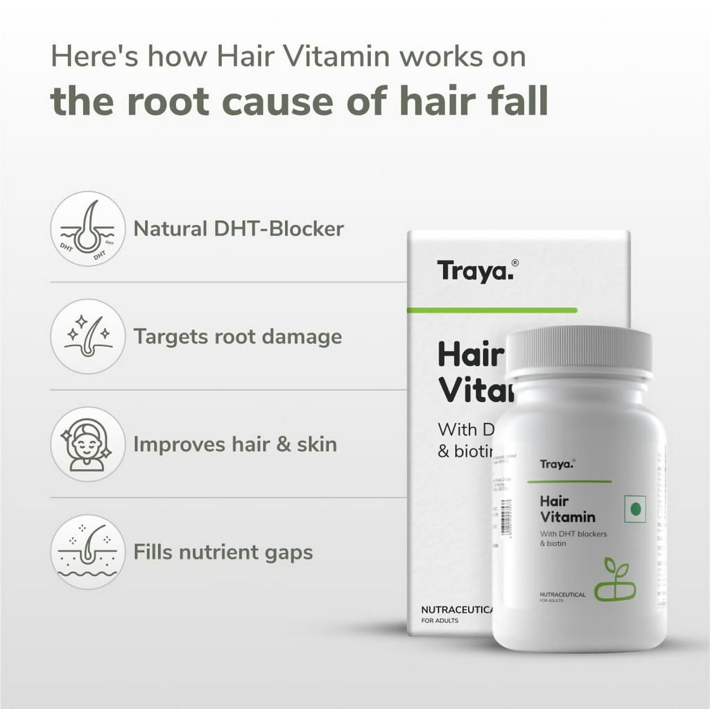 Traya Hair Vitamins with Biotin and Bhringraj Capsules - Distacart
