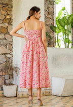 Kaajh Women's Floral Pink Hand Block Print Sleeveless Dress - Distacart