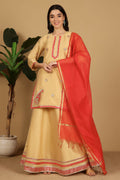 Joban Fashion Beige Taffeta Lehenga Set