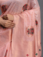 Shree Shyam Fashion Linen Cotton Light Pink Saree - Distacart