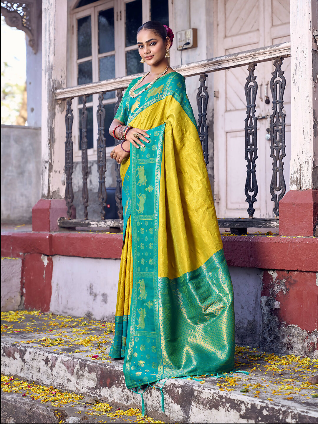 Shree Shyam Fashion Mustard Soft Silk Saree - Distacart