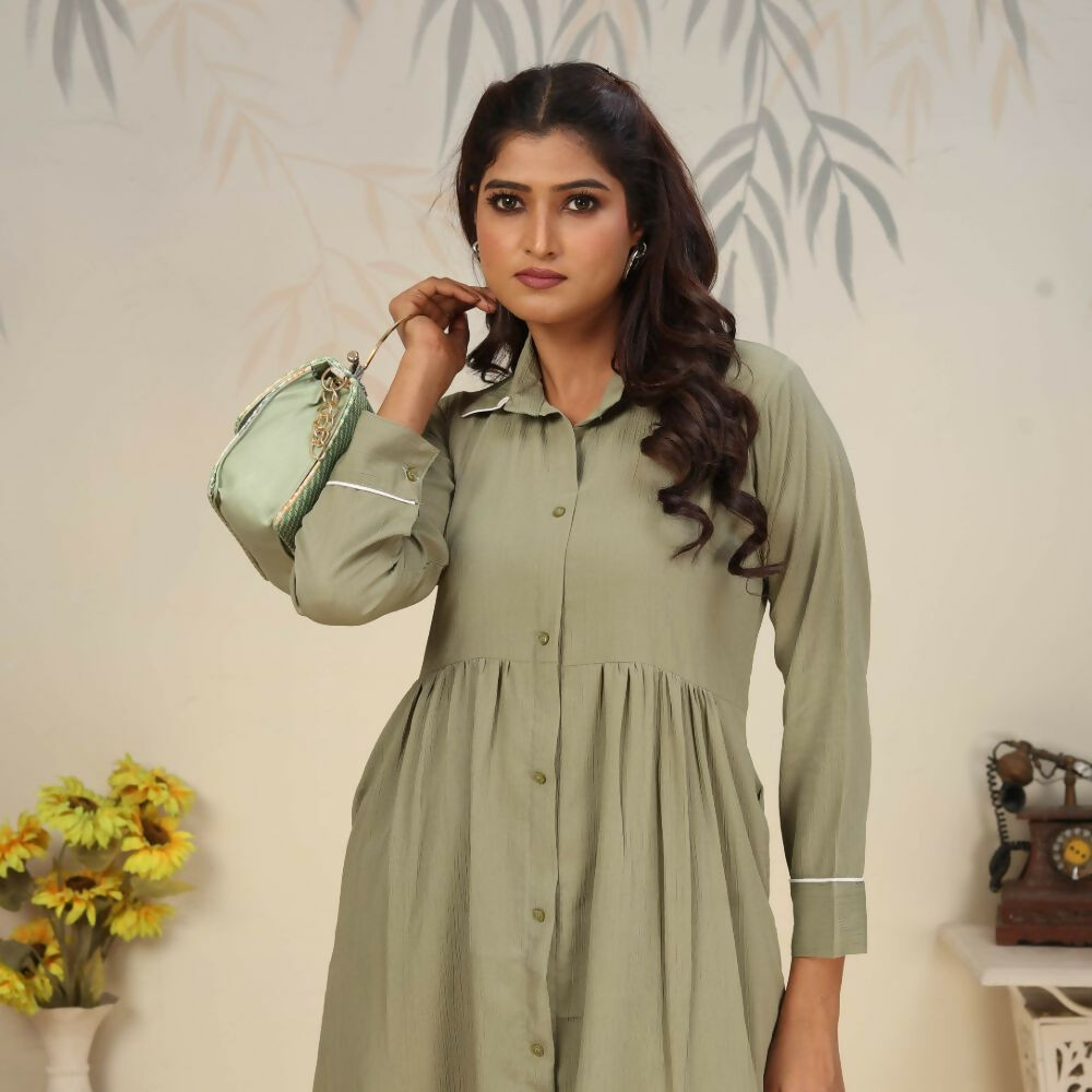 Jyoti Fashion Women's Olive Rinkal Cotton Plain with Side Pocket Kurtis & Sets