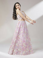 House of Panchhi Coral Net heavy Sequinse embroidery Lehenga choli & Dupatta