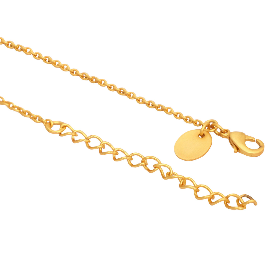 Nuyug 18k Gold-Plated Crystal Studded Minimal Chain Pendant Necklace