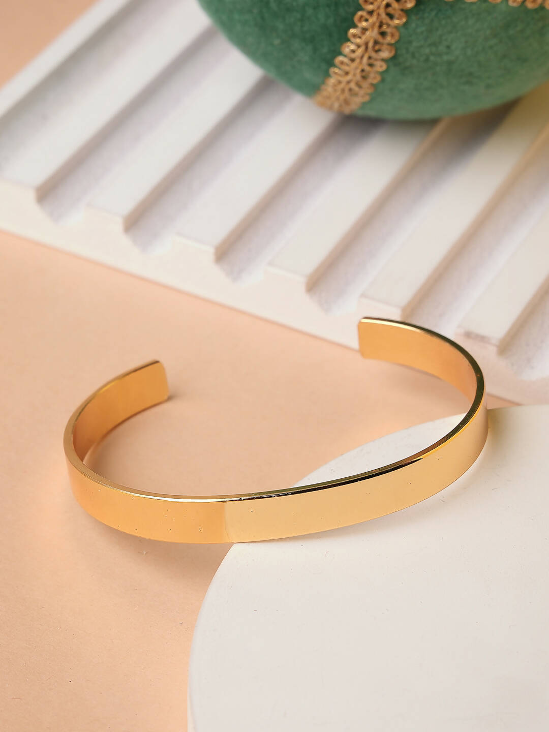 NVR Men Gold Stainless Steel Cuff Bracelet - Distacart