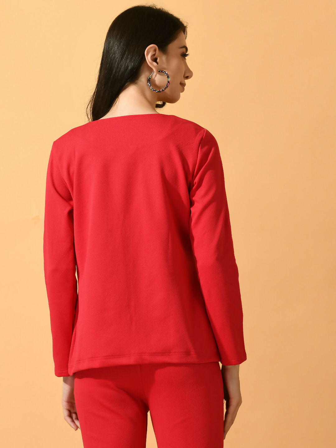 Myshka Women's Pink Solid Coat With Trousers