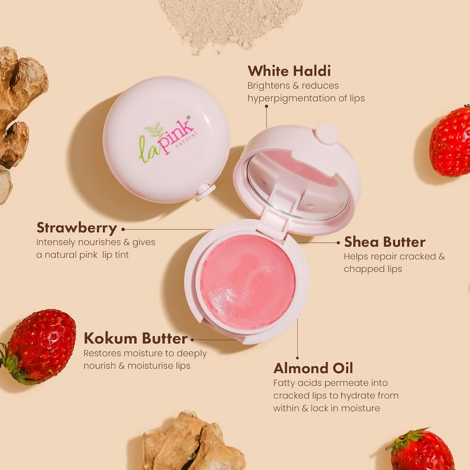 La Pink Strawberry Natural Tinted Lip Balm With Shea & Kokum Butter