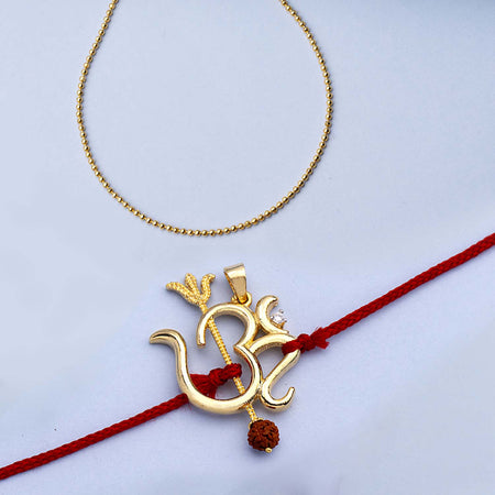 trueBrowns X Voylla Rudraksha Studded 'OM' Rakhi-Pendant