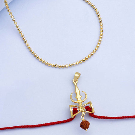 trueBrowns X Voylla Shiva Damru Rudraksha Rakhi-Pendant
