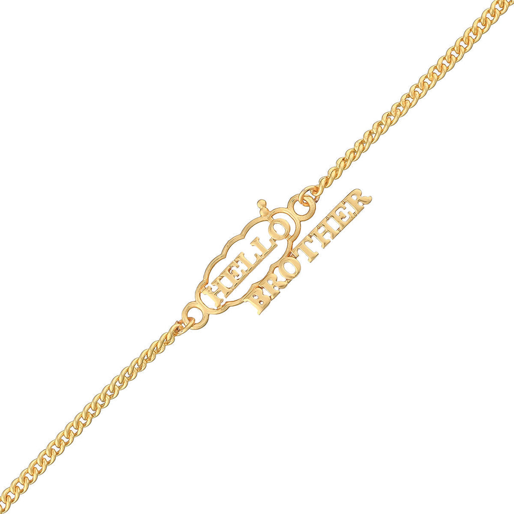 trueBrowns X Voylla Hello Brother Gold-Polished Stylish Bracelet Rakhi - Distacart