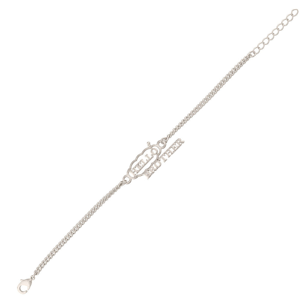 trueBrowns X Voylla Stylish Hello Brother Silver Tone Bracelet Rakhi - Distacart
