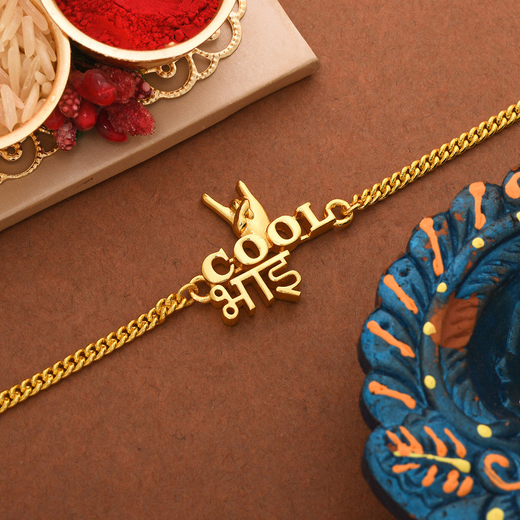 trueBrowns Gold Tone Cool Bhai Bracelet Style Rakhi - Distacart