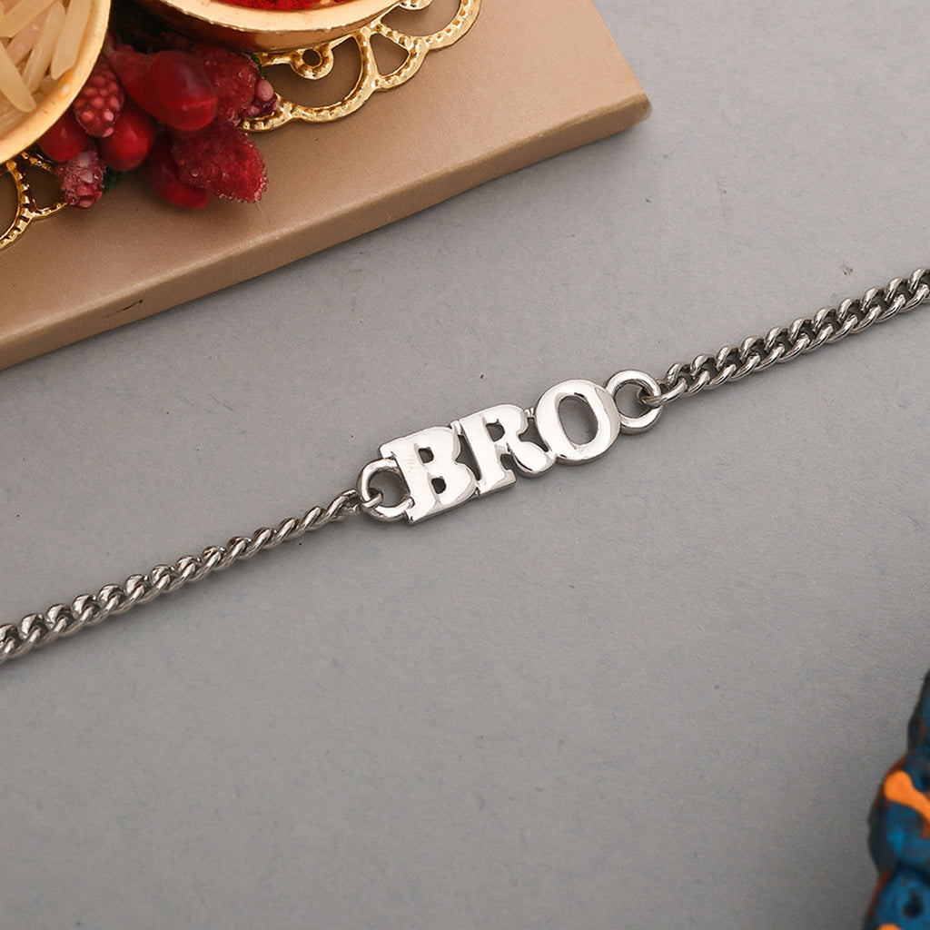 trueBrowns Silver Tone Fashionable BRO Bracelet Rakhi - Distacart