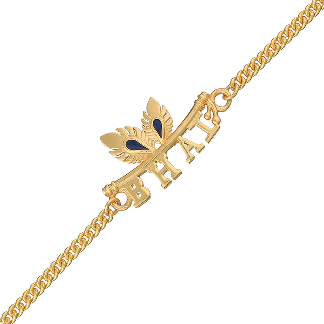 trueBrowns Peacock Feather Motif Gold Tone Bhai Rakhi - Distacart