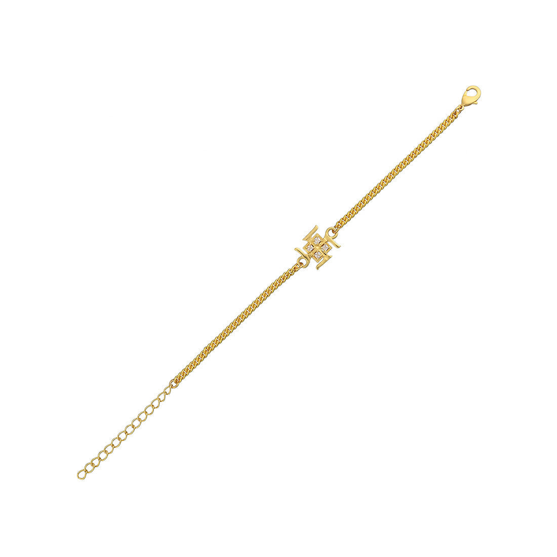 trueBrowns Auspicious Swastik Gold-Polished Bracelet Style Rakhi - Distacart