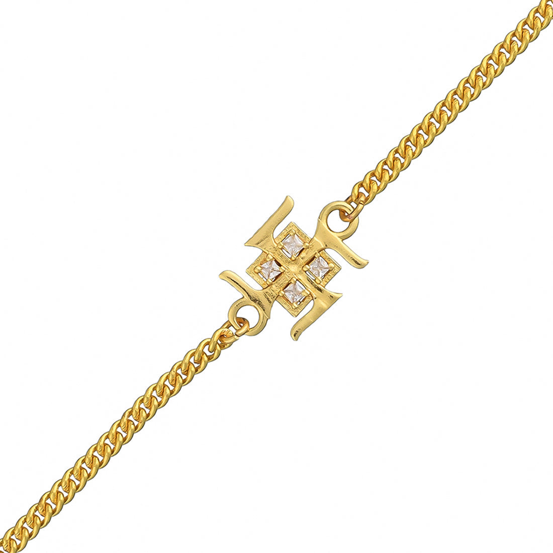 trueBrowns Auspicious Swastik Gold-Polished Bracelet Style Rakhi - Distacart