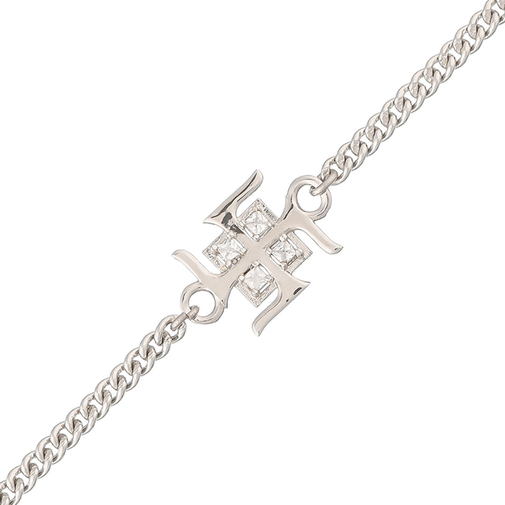 trueBrowns Auspicious Swastik Motif Silver Tone Bracelet Rakhi - Distacart