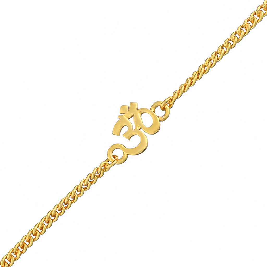 trueBrowns Auspicious Gold Tone Brass Om Bracelet Style Rakhi - Distacart