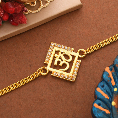 trueBrowns Gold Tone Auspicious OM Bracelet Rakhi