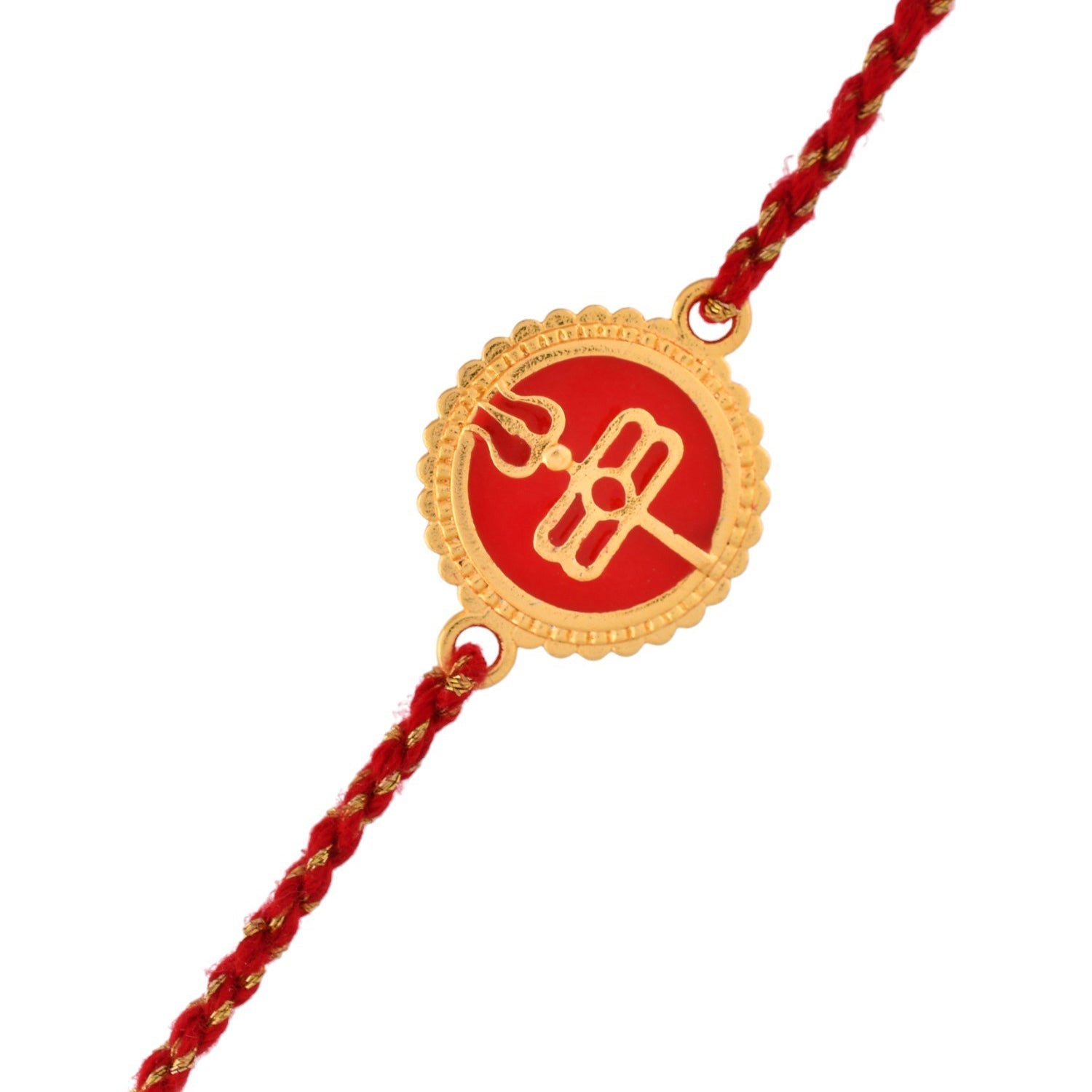 trueBrowns X Voylla Red Enamel And Gold Rudra-Tilaka Rakhi For Brother - Distacart