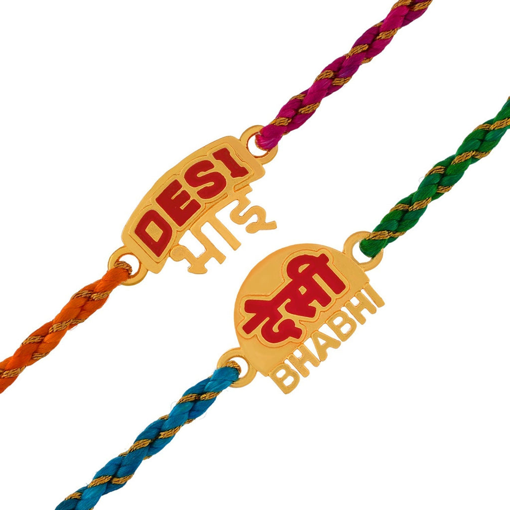 trueBrowns X Voylla Desi Bhai-Bhabhi Multi Color Thread Lumba Rakhi Combo For Bhaiya Bhabhi - Distacart