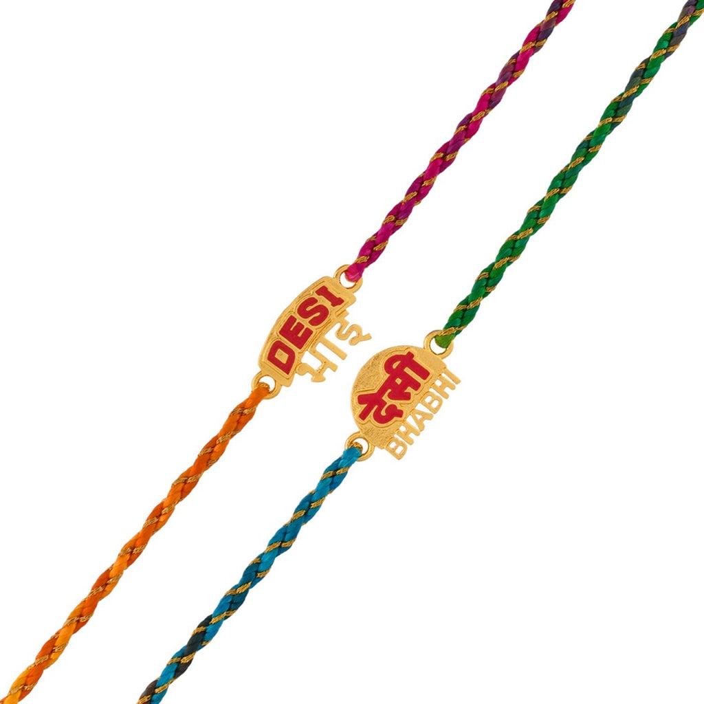 trueBrowns X Voylla Desi Bhai-Bhabhi Multi Color Thread Lumba Rakhi Combo For Bhaiya Bhabhi - Distacart
