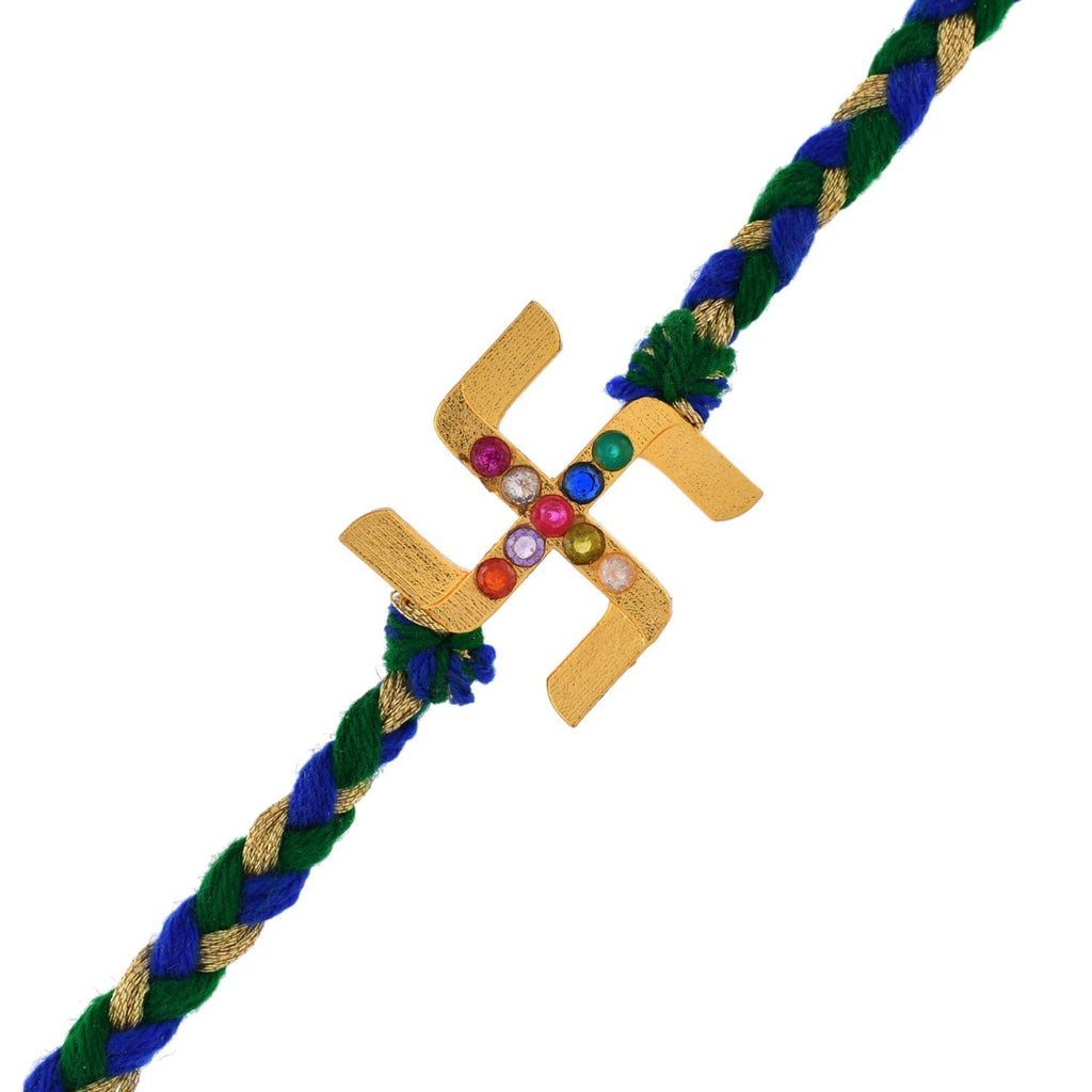 trueBrowns X Voylla Gold Navratan Swastik Rakhi For Brother - Distacart