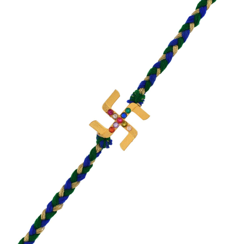 trueBrowns X Voylla Gold Navratan Swastik Rakhi For Brother - Distacart