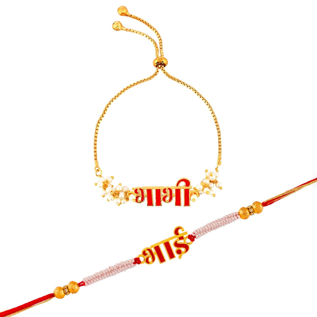 trueBrowns X Voylla Red Enamel Bhai-Bhabhi Lumba Rakhi Combo For Bhaiya Bhabhi - Distacart