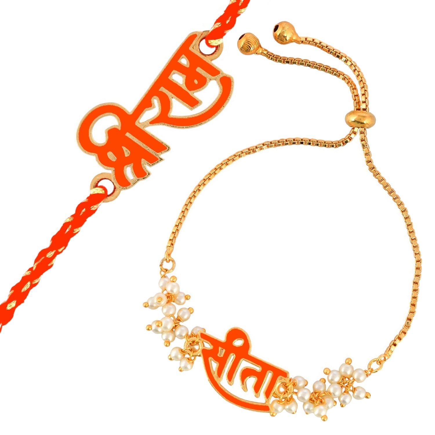 trueBrowns X Voylla Sita-Ram Vermilion Enamel Lumba Rakhi Combo For Bhaiya Bhabhi - Distacart