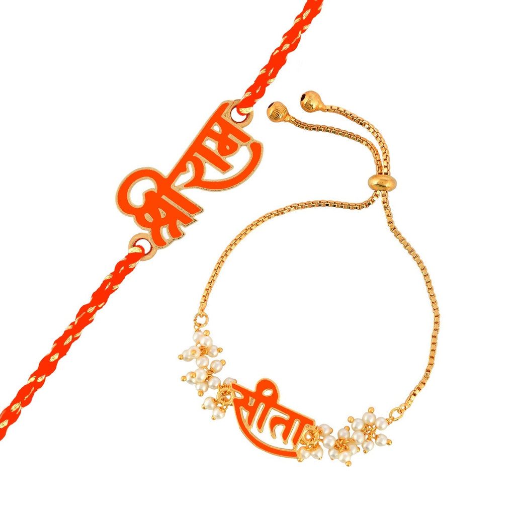 trueBrowns X Voylla Sita-Ram Vermilion Enamel Lumba Rakhi Combo For Bhaiya Bhabhi - Distacart