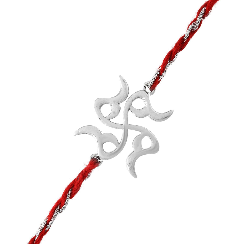 trueBrowns X Voylla Sterling Silver Stylized Swastik Rakhi - Distacart