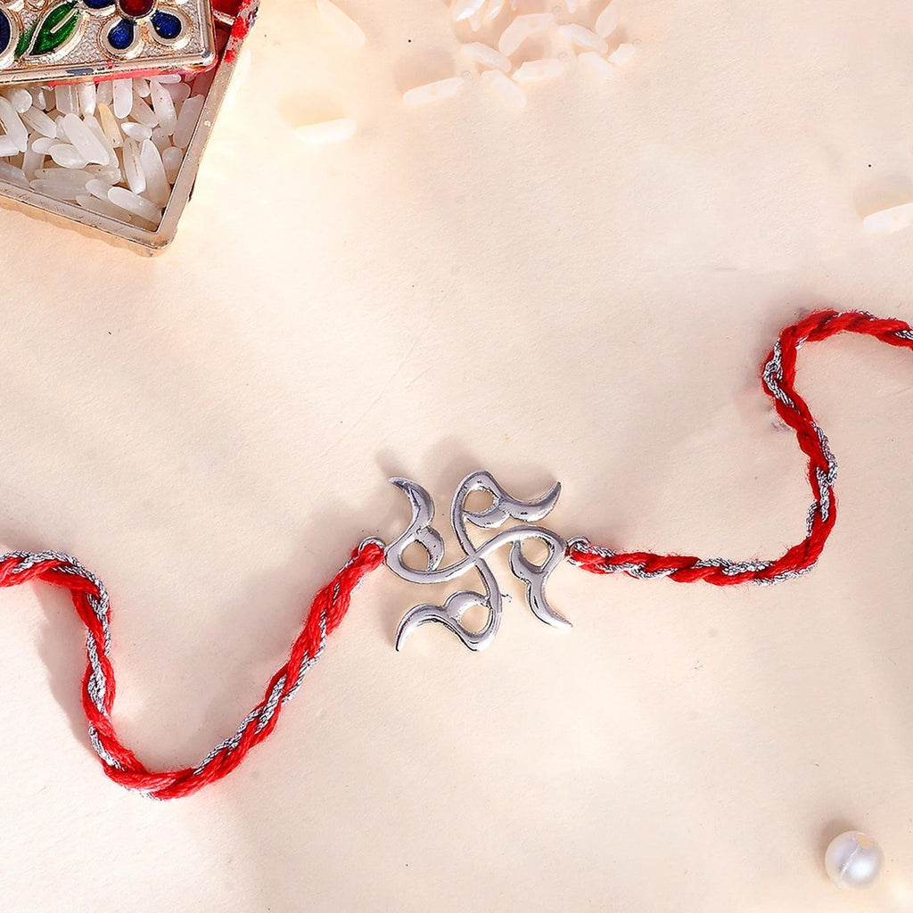 trueBrowns X Voylla Sterling Silver Stylized Swastik Rakhi - Distacart