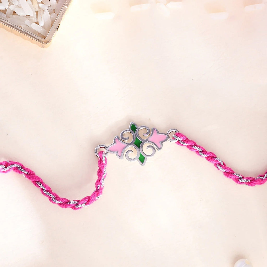 trueBrowns X Voylla Sterling Silver Multicolored Floral Rakhi - Distacart