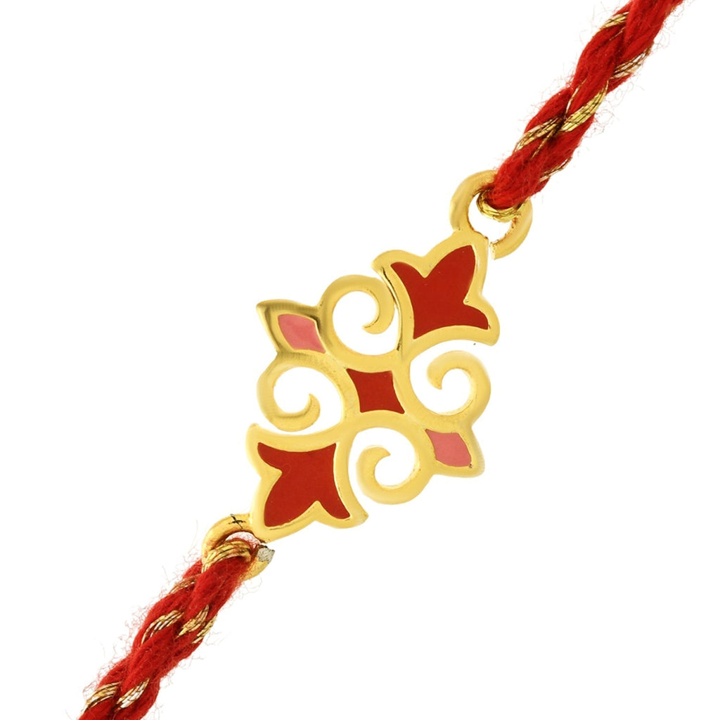trueBrowns X voylla Sterling Silver Red Gold-Polished Floral Rakhi - Distacart