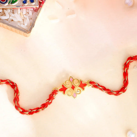 trueBrowns X voylla Sterling Silver Red Gold-Polished Floral Rakhi