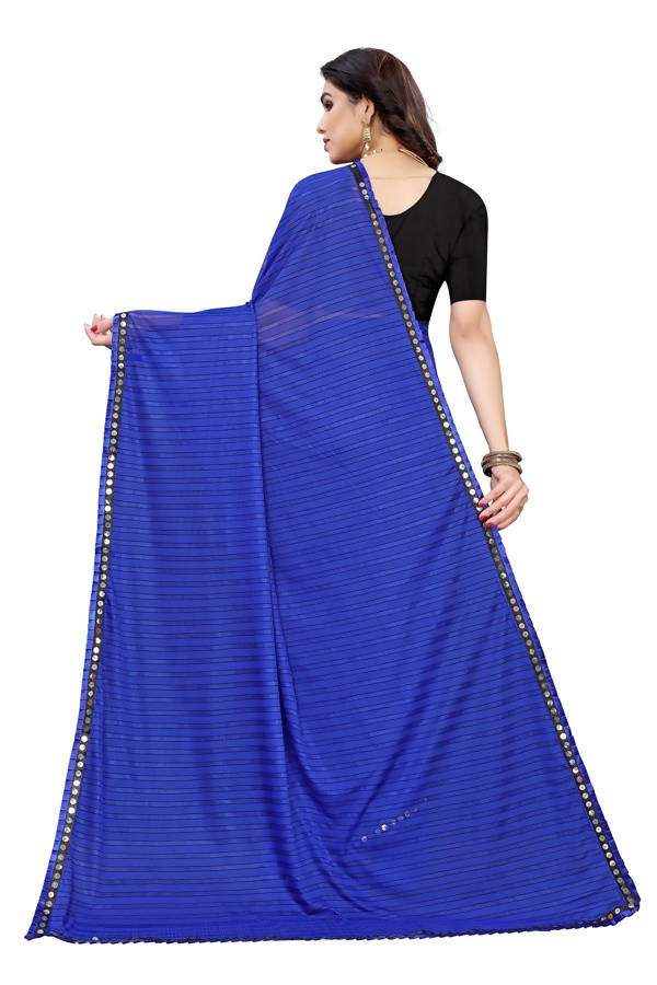 Vamika Blue Malai Silk Printed Saree (Zigzag Blue)
