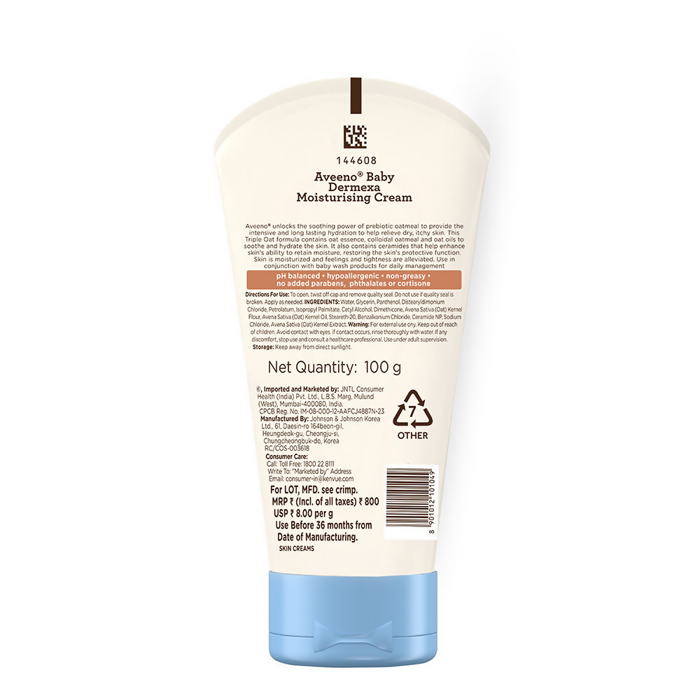 Aveeno Baby Dermexa Moisturising Cream - Prebiotic Oat + Ceramides For Dry