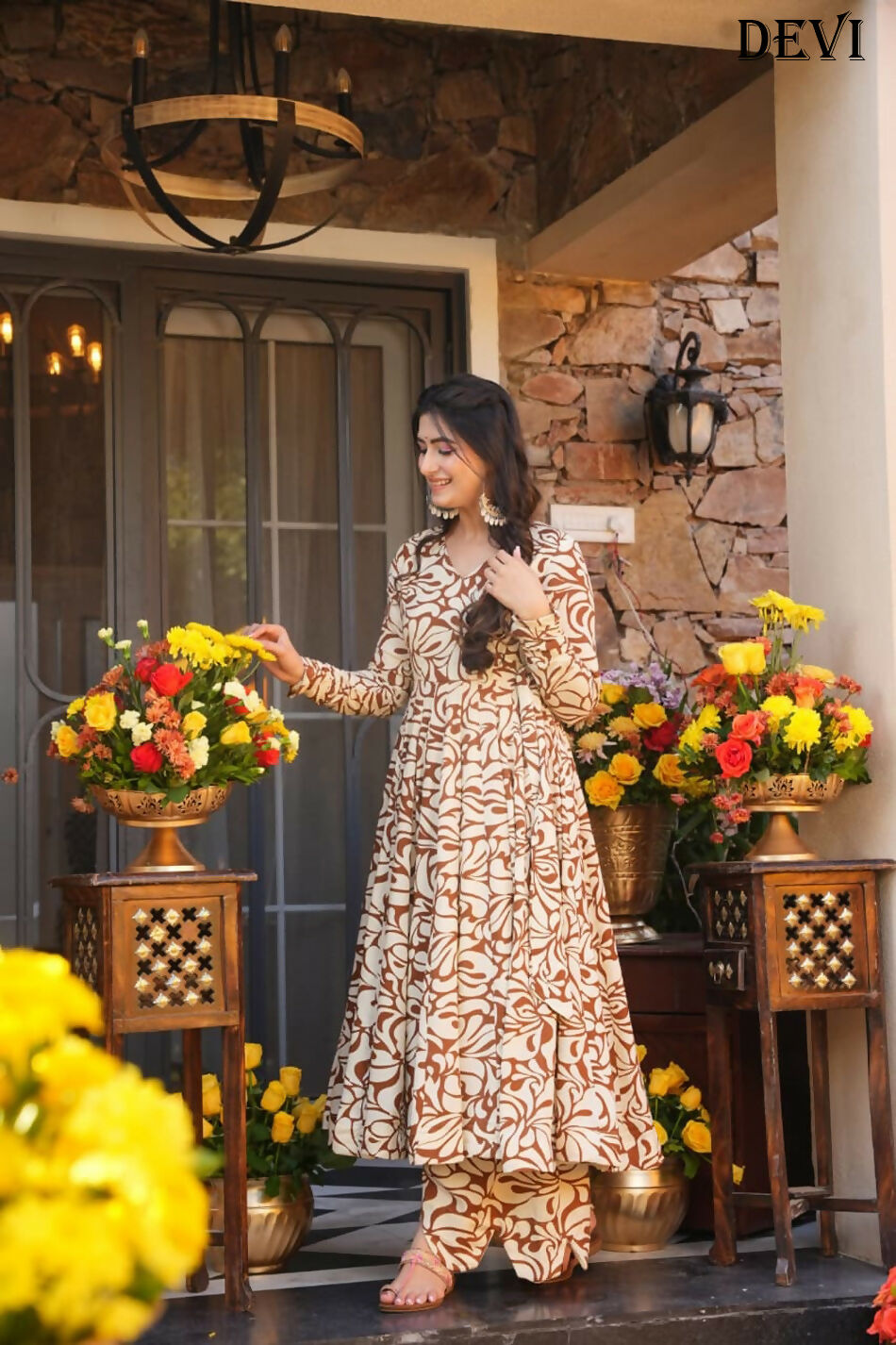 Aayaa Designer Printed Full Flared Suit - Distacart