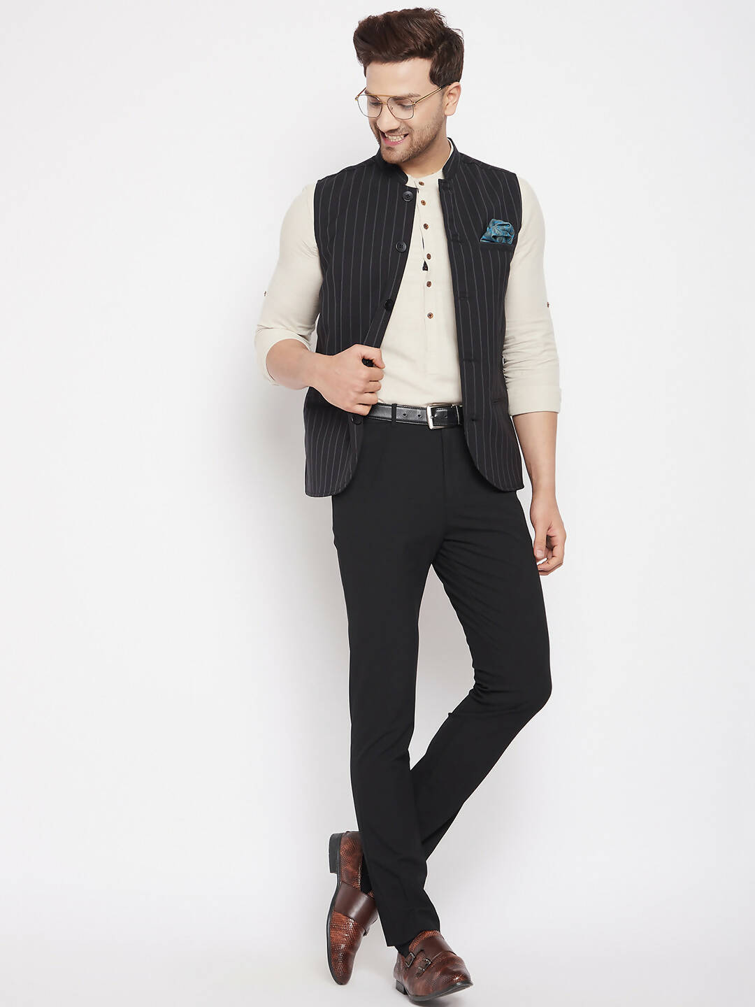 Even Apparels Black Merino Men Woven Nehru Jacket - Distacart