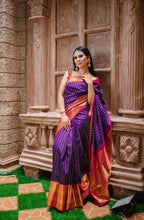 DEIANA'S Beautiful Designer Golden zari Soft Lichi Silk Saree - Purple