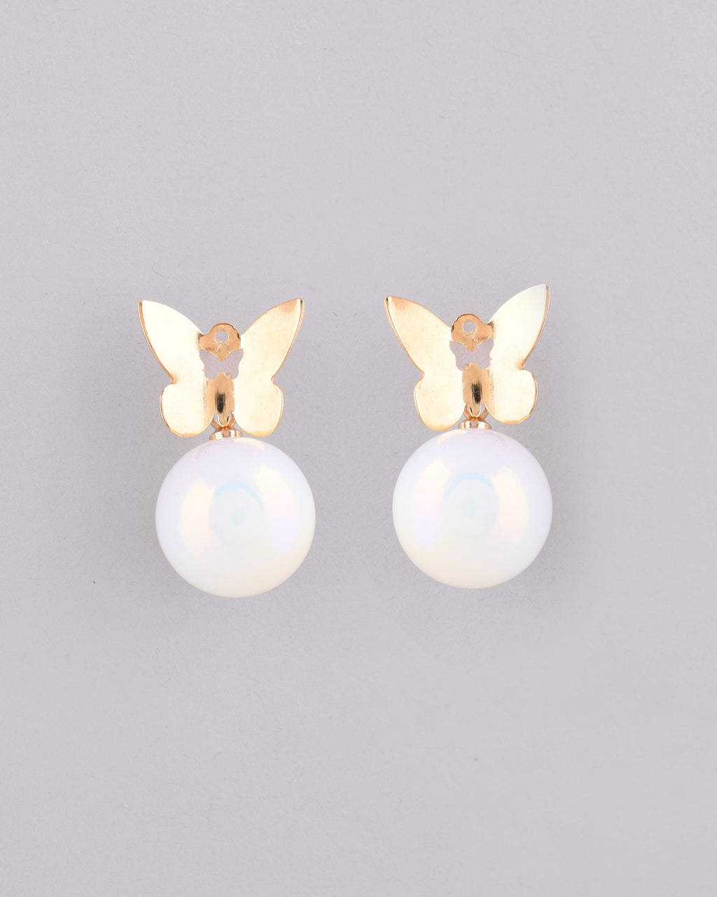 VOJ Women Gold Plated Butterfly Pearl Studs Earrings - Distacart