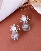 VOJ Women Silver Plated Flower Peral Studs Earrings - Distacart