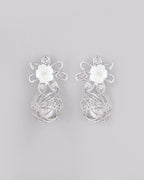 VOJ Women Silver Plated Flower Peral Studs Earrings - Distacart