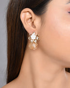 VOJ Women Gold Plated Flower Peral Studs Earrings - Distacart
